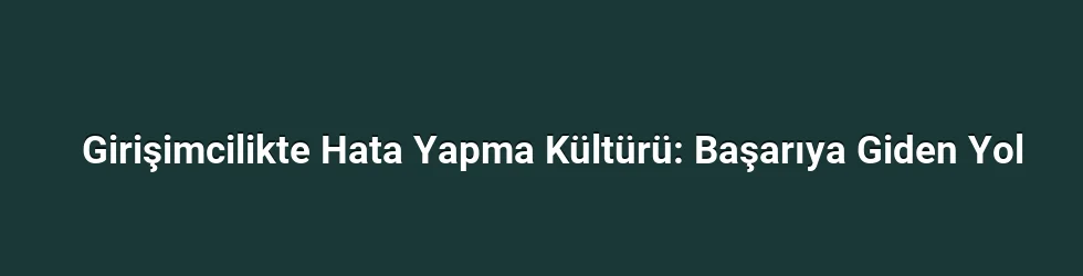 Girişimcilikte Hata Yapma Kültürü: Başarıya Giden Yol