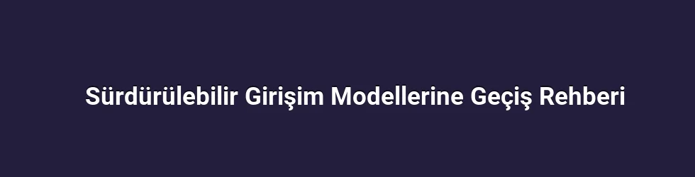 Sürdürülebilir Girişim Modellerine Geçiş Rehberi