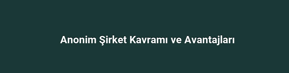 Anonim Şirket Kavramı ve Avantajları