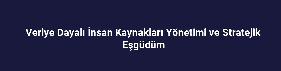 Veriye Dayalı İnsan Kaynakları Yönetimi ve Stratejik Eşgüdüm