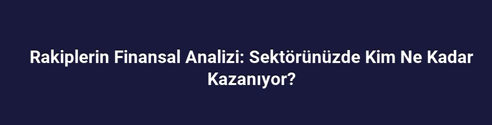 Rakiplerin Finansal Analizi: Sektörünüzde Kim Ne Kadar Kazanıyor?