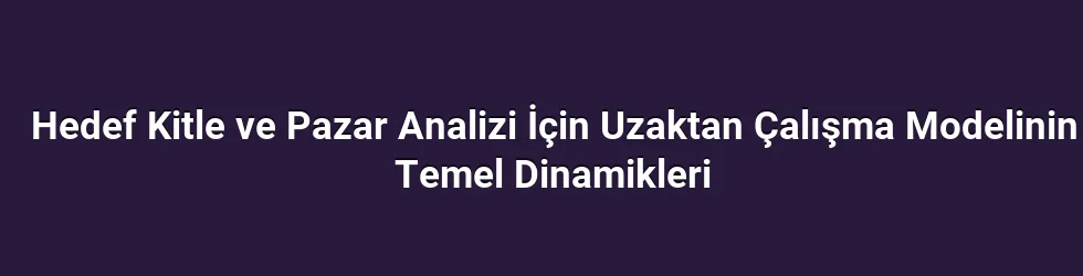 Hedef Kitle ve Pazar Analizi İçin Uzaktan Çalışma Modelinin Temel Dinamikleri
