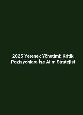 2025 Yetenek Yönetimi: Kritik Pozisyonlara İşe Alım Stratejisi