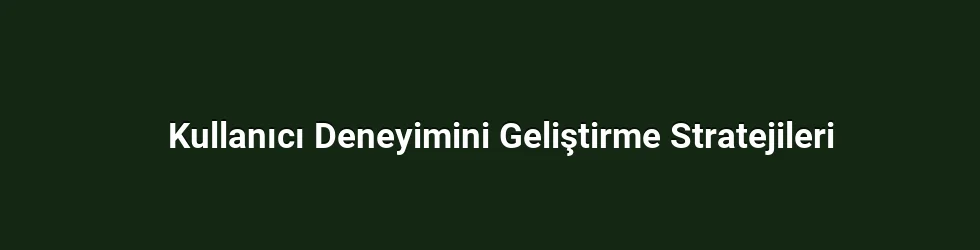 Kullanıcı Deneyimini Geliştirme Stratejileri