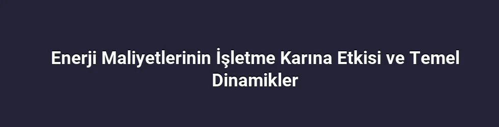 Enerji Maliyetlerinin İşletme Karına Etkisi ve Temel Dinamikler