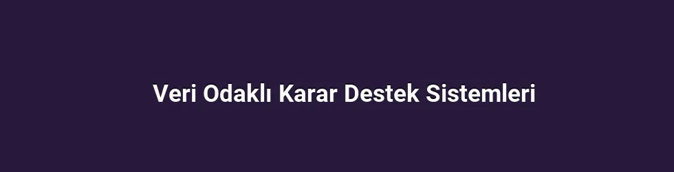 Veri Odaklı Karar Destek Sistemleri