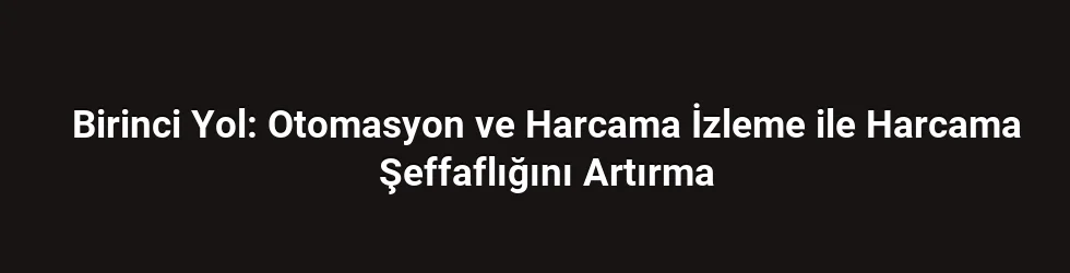 Birinci Yol: Otomasyon ve Harcama İzleme ile Harcama Şeffaflığını Artırma