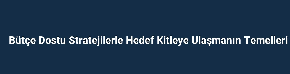 Bütçe Dostu Stratejilerle Hedef Kitleye Ulaşmanın Temelleri