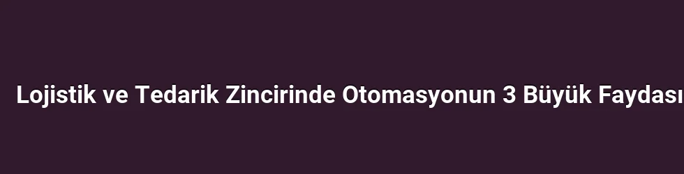 Lojistik ve Tedarik Zincirinde Otomasyonun 3 Büyük Faydası