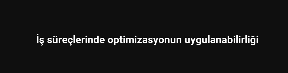 İş süreçlerinde optimizasyonun uygulanabilirliği