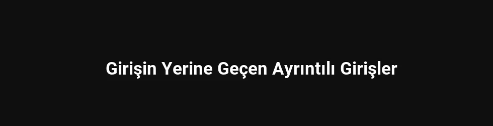 Girişin Yerine Geçen Ayrıntılı Girişler