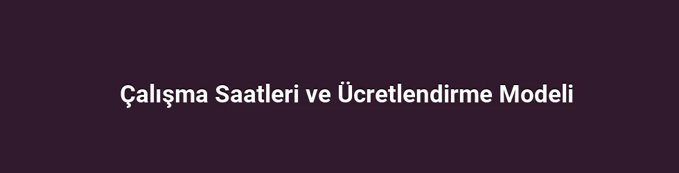 Çalışma Saatleri ve Ücretlendirme Modeli