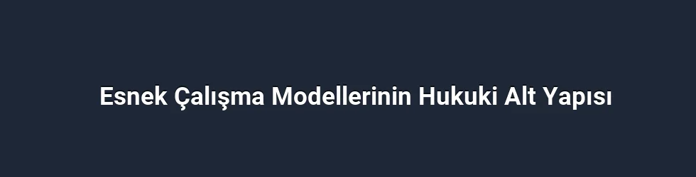 Esnek Çalışma Modellerinin Hukuki Alt Yapısı