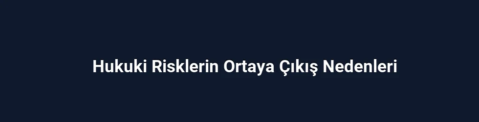 Hukuki Risklerin Ortaya Çıkış Nedenleri