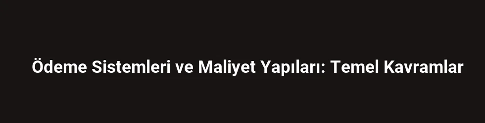 Ödeme Sistemleri ve Maliyet Yapıları: Temel Kavramlar