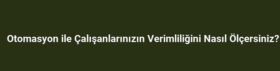 Otomasyon ile Çalışanlarınızın Verimliliğini Nasıl Ölçersiniz?