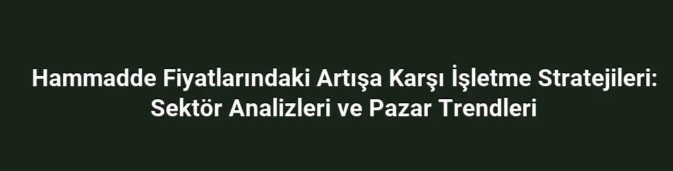 Hammadde Fiyatlarındaki Artışa Karşı İşletme Stratejileri: Sektör Analizleri ve Pazar Trendleri