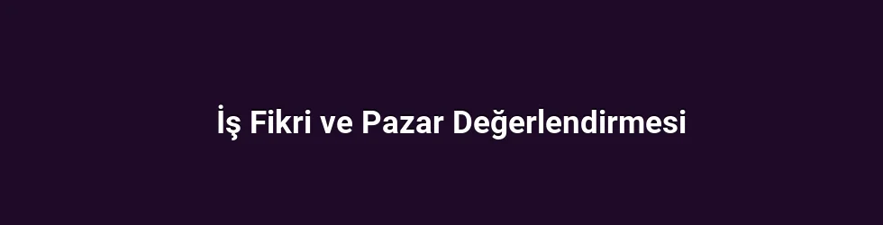 İş Fikri ve Pazar Değerlendirmesi