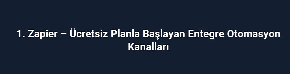 1. Zapier – Ücretsiz Planla Başlayan Entegre Otomasyon Kanalları