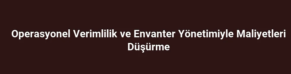 Operasyonel Verimlilik ve Envanter Yönetimiyle Maliyetleri Düşürme