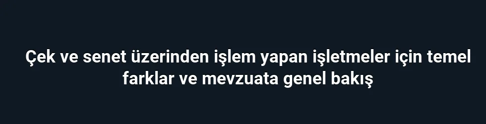 Çek ve senet üzerinden işlem yapan işletmeler için temel farklar ve mevzuata genel bakış