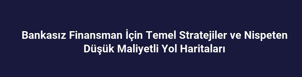 Bankasız Finansman İçin Temel Stratejiler ve Nispeten Düşük Maliyetli Yol Haritaları