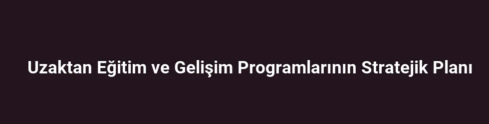 Uzaktan Eğitim ve Gelişim Programlarının Stratejik Planı