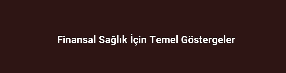 Finansal Sağlık İçin Temel Göstergeler