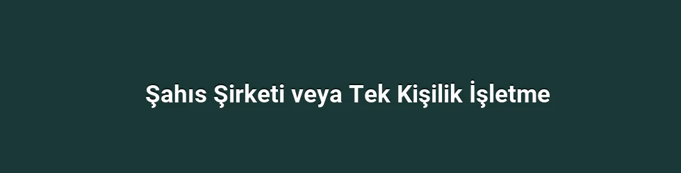 Şahıs Şirketi veya Tek Kişilik İşletme