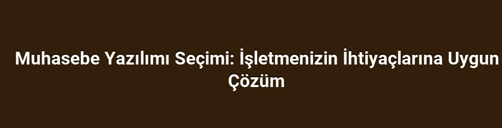 Muhasebe Yazılımı Seçimi: İşletmenizin İhtiyaçlarına Uygun Çözüm