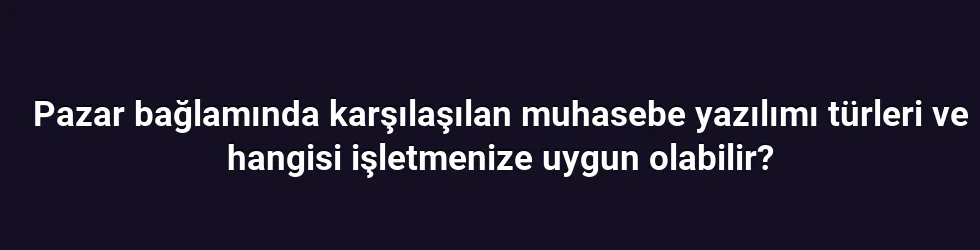 Pazar bağlamında karşılaşılan muhasebe yazılımı türleri ve hangisi işletmenize uygun olabilir?