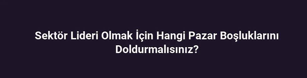 Sektör Lideri Olmak İçin Hangi Pazar Boşluklarını Doldurmalısınız?