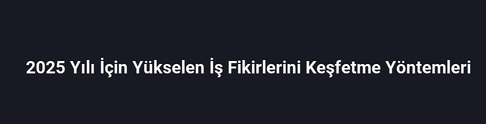 2025 Yılı İçin Yükselen İş Fikirlerini Keşfetme Yöntemleri