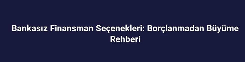 Bankasız Finansman Seçenekleri: Borçlanmadan Büyüme Rehberi