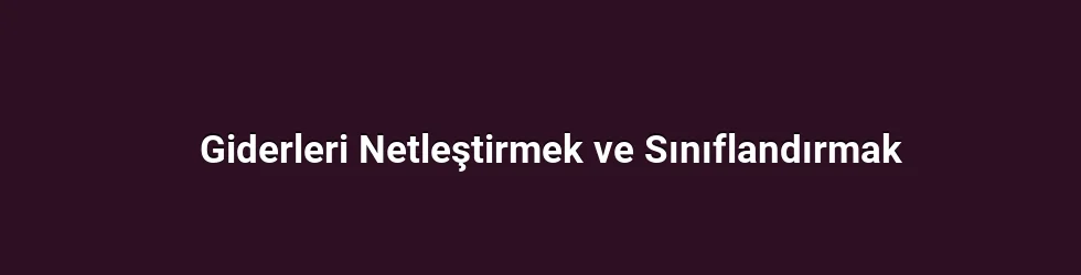 Giderleri Netleştirmek ve Sınıflandırmak
