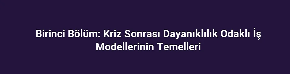 Birinci Bölüm: Kriz Sonrası Dayanıklılık Odaklı İş Modellerinin Temelleri