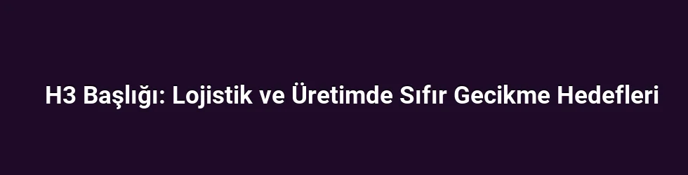 H3 Başlığı: Lojistik ve Üretimde Sıfır Gecikme Hedefleri