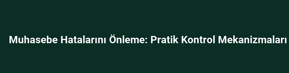 Muhasebe Hatalarını Önleme: Pratik Kontrol Mekanizmaları