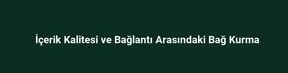 İçerik Kalitesi ve Bağlantı Arasındaki Bağ Kurma