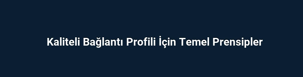 Kaliteli Bağlantı Profili İçin Temel Prensipler