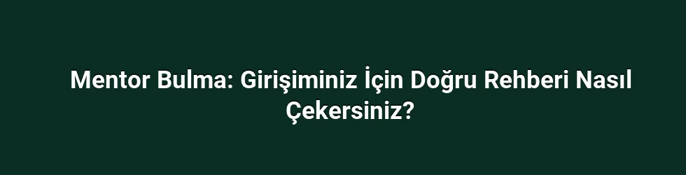 Mentor Bulma: Girişiminiz İçin Doğru Rehberi Nasıl Çekersiniz?