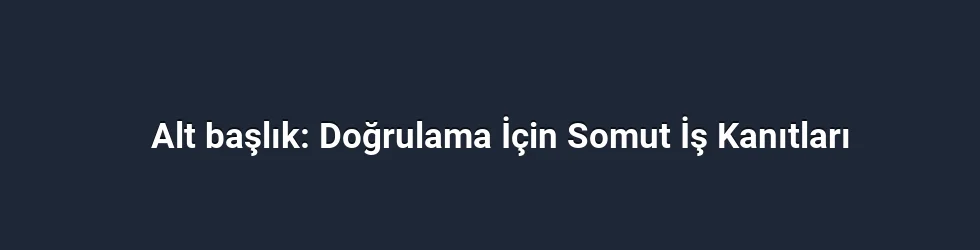 Alt başlık: Doğrulama İçin Somut İş Kanıtları