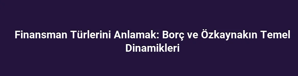 Finansman Türlerini Anlamak: Borç ve Özkaynakın Temel Dinamikleri