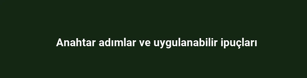 Anahtar adımlar ve uygulanabilir ipuçları