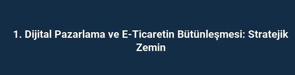 1. Dijital Pazarlama ve E-Ticaretin Bütünleşmesi: Stratejik Zemin