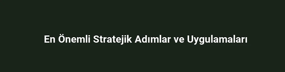 En Önemli Stratejik Adımlar ve Uygulamaları