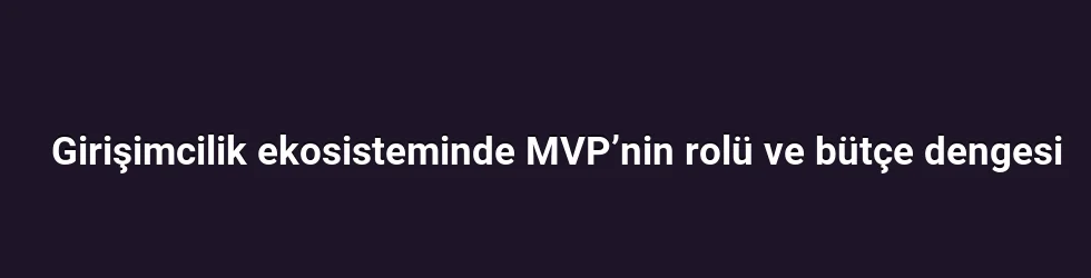 Girişimcilik ekosisteminde MVP’nin rolü ve bütçe dengesi