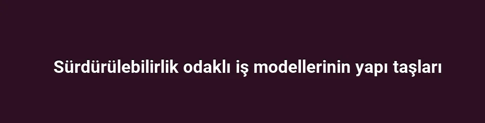 Sürdürülebilirlik odaklı iş modellerinin yapı taşları