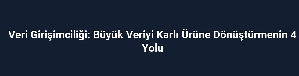 Veri Girişimciliği: Büyük Veriyi Karlı Ürüne Dönüştürmenin 4 Yolu