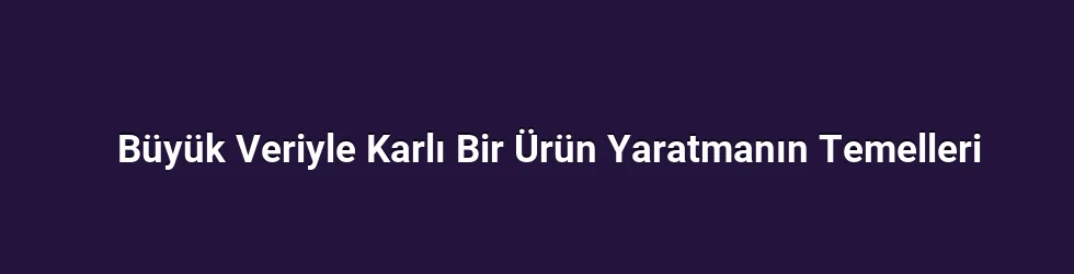 Büyük Veriyle Karlı Bir Ürün Yaratmanın Temelleri